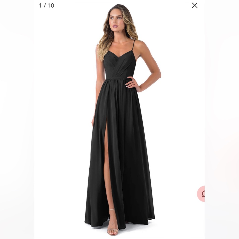 Azazie Cora bridesmaid dress black chiffon